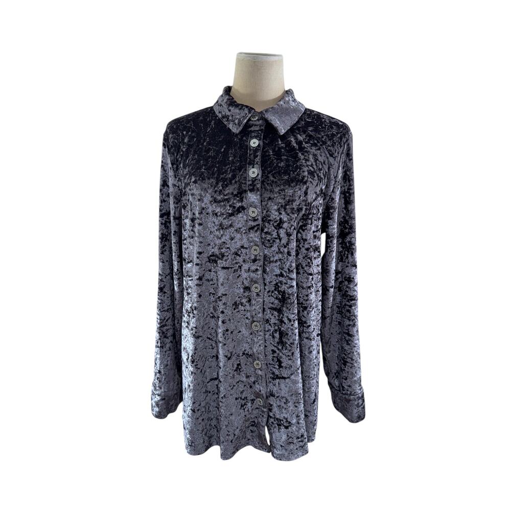 NWT!!"Simply Noelle"Purple Crushing It Velvet Blouse,Embroid.,SZ‎ 12/14,Fairy